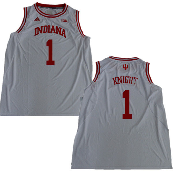 Men #1 Bob Knight Indiana Hoosiers College Basketball Jerseys Sale-White - Click Image to Close